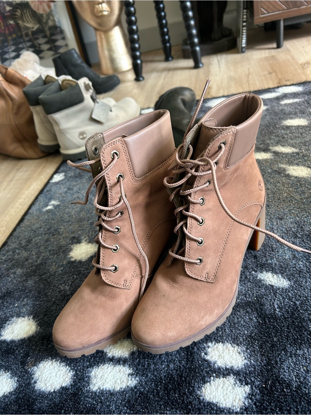 Timberland Women's Camel Suede Lace-Up Ankle Boots
